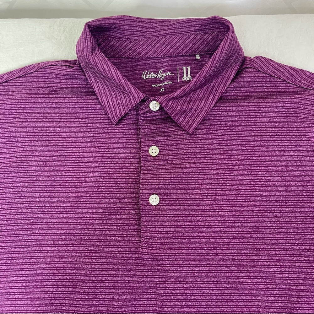 Walter Hagen 11 Majors Performance Polo Shirt Purple Textured Men's XL